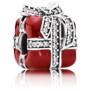 Pandora Sparkling Surprise Present Charm with Red Enamel